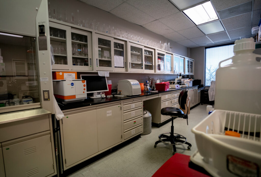 lab with a lot of cabinets and equipment