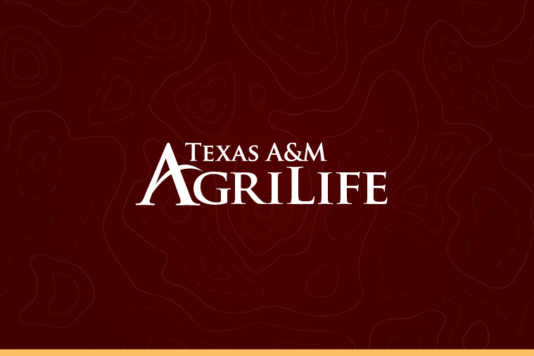 Texas A&M AgriLife in white on a maroon background.